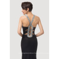 Grace Karin sin mangas de cuello en V Long Black Sequins Stretch vestidos de noche CL6157